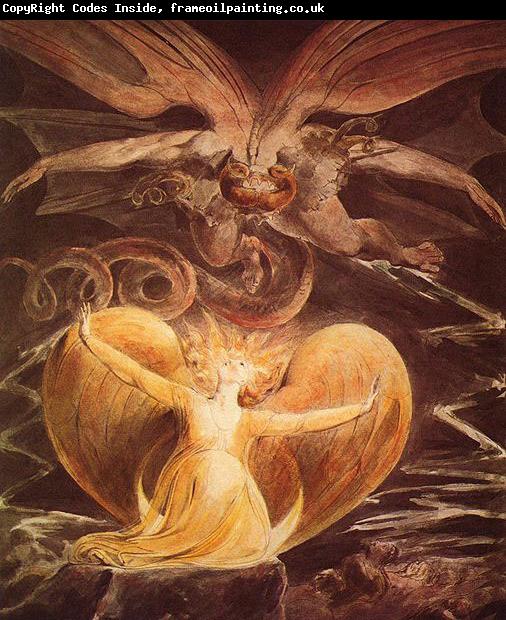 William Blake Der grobe Rote Drache und die mit der Sonne bekleidete Frau